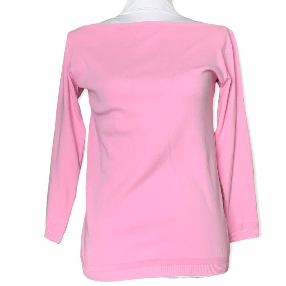 UNITED COLORS OF BENETTON pink cotton boatneck sweater sz L